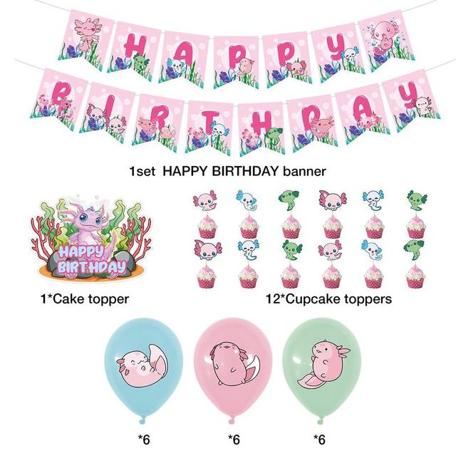 Axolotl Themed Birthday Party Axolotl Fans Birthday Party Decorations Axolotl  Party Favors Axolotl Cupcake Toppers Balloon - AliExpress